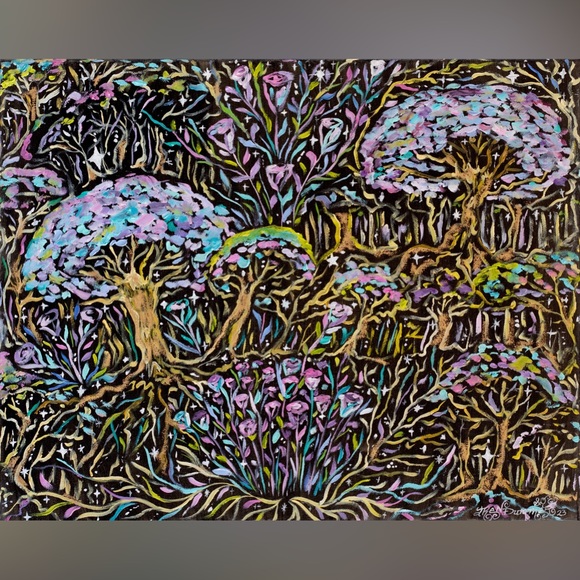 Dark Forest Art Print of Oil Painting Magical Fantasy woodland medieval fairy - Picture 8 of 8